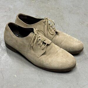 Canali Suede Cap-Toe Derbies Dress Shoes Made in Italy Tan 43 US 9.5